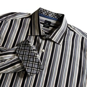 TAILORBYRD COLLECTION Men's 2XL Striped Dress Shirt Long Sleeve Button Down